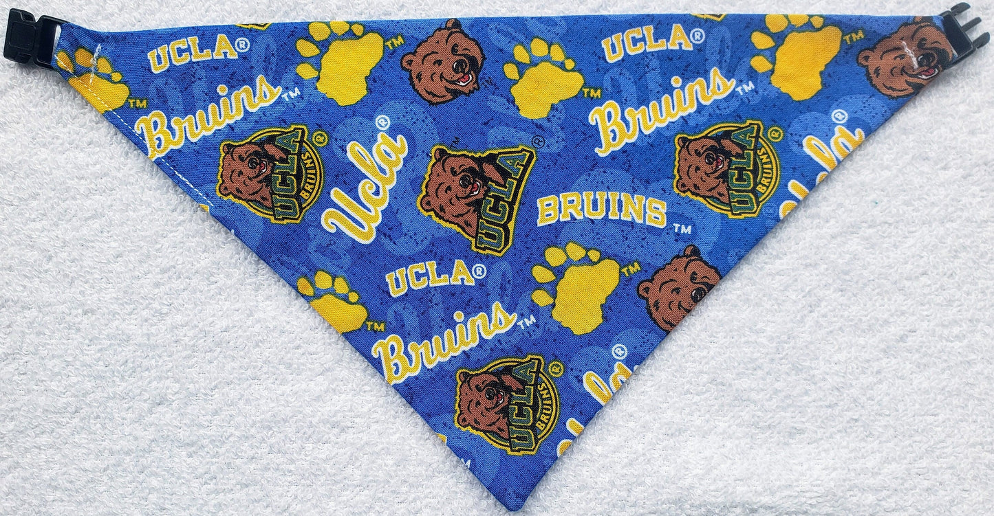 University of California Los Angeles UCLA Bruins toss Clip on Dog Bandana With Buckle Pet Cat Bandanna Scarf ncaa Handmade to Order