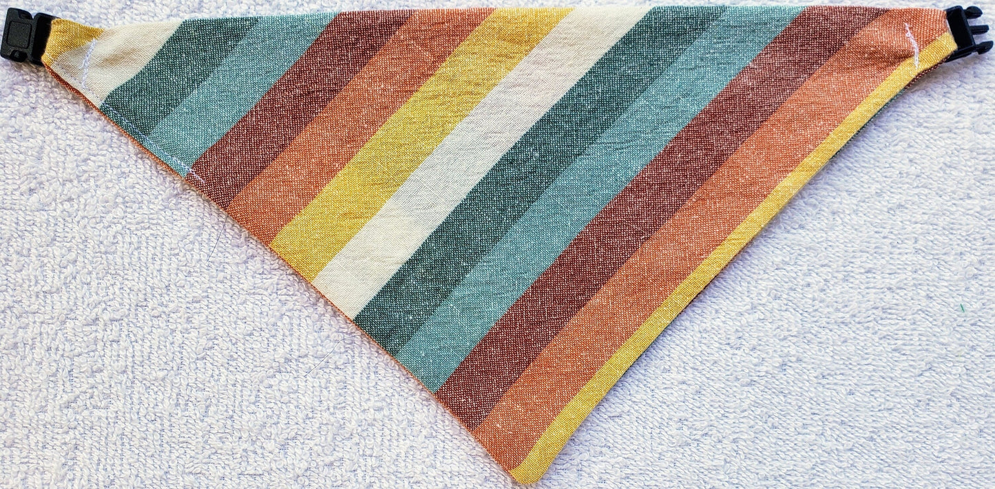 Desert Stripes Terra Cotta Clip on Dog Bandana With Buckle Pet Cat Bandanna Handmade to Order
