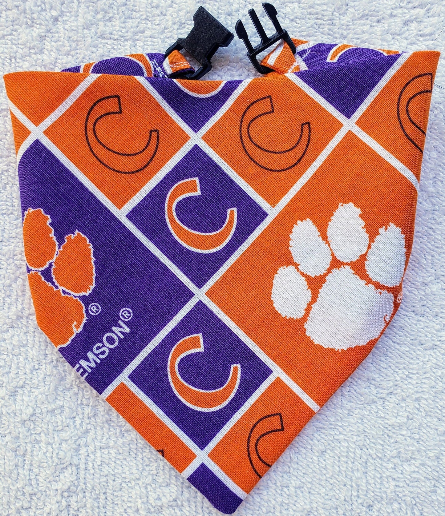 Clip on Dog Bandana With Buckle Pet Cat Bandanna Scarf Orange Clemson University Tigers ncaa cu Handmade to Order