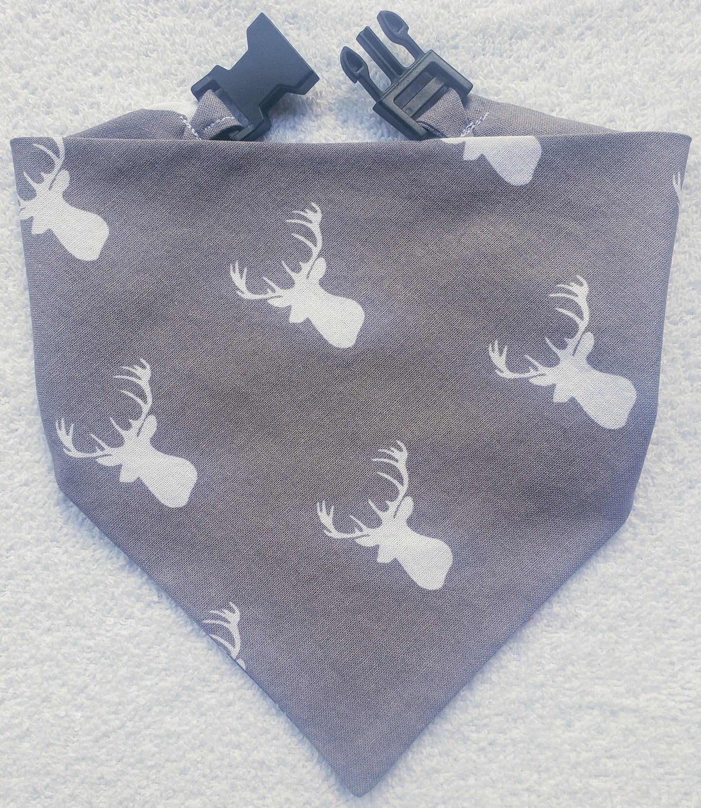 Reindeer Winter Christmas Holiday Clip on Dog Bandana With Buckle Pet Cat Bandanna Handmade to Order