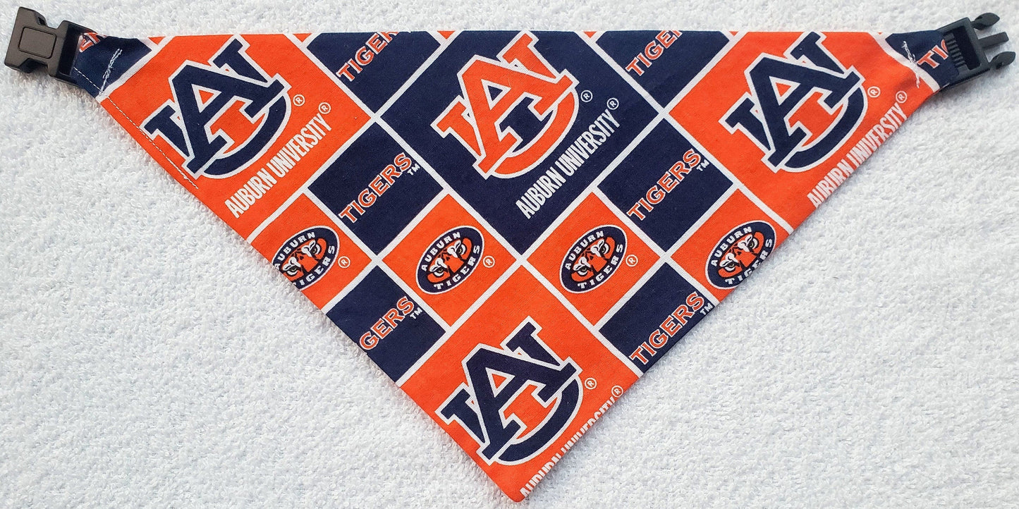 Auburn University Tigers Clip on Dog Bandana With Buckle Pet Cat Bandanna Scarf ncaa Handmade to Order