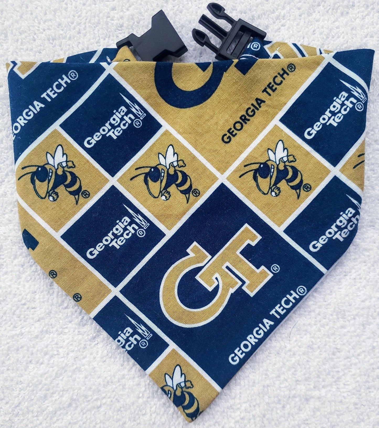 Clip on Dog Bandana With Buckle Pet Cat Bandanna Scarf Georgia Tech Yellow Jackets ncaa gtu Handmade to Order