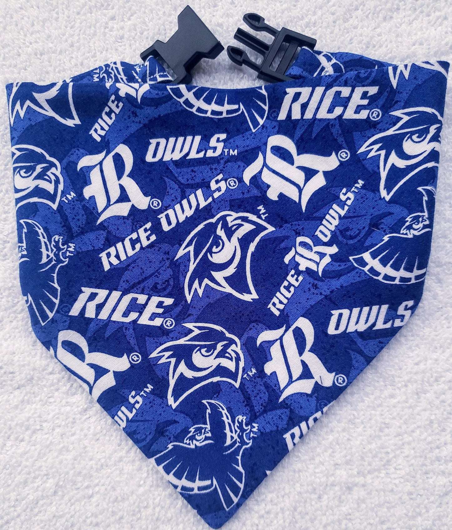 Clip on Dog Bandana With Buckle Pet Cat Bandanna Scarf Rice University Owls ncaa ru Handmade to Order