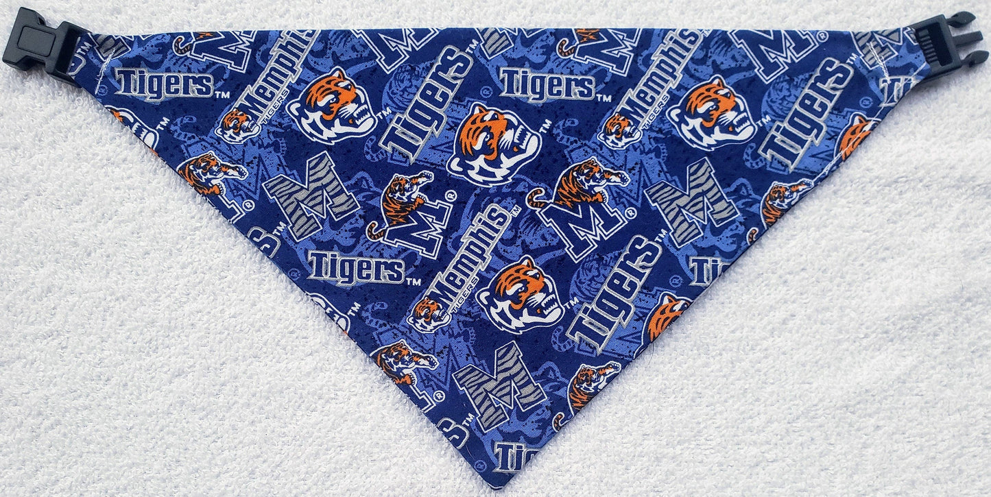 Clip on Dog Bandana With Buckle Pet Cat Bandanna Scarf University of Memphis Tigers ncaa um Handmade to Order