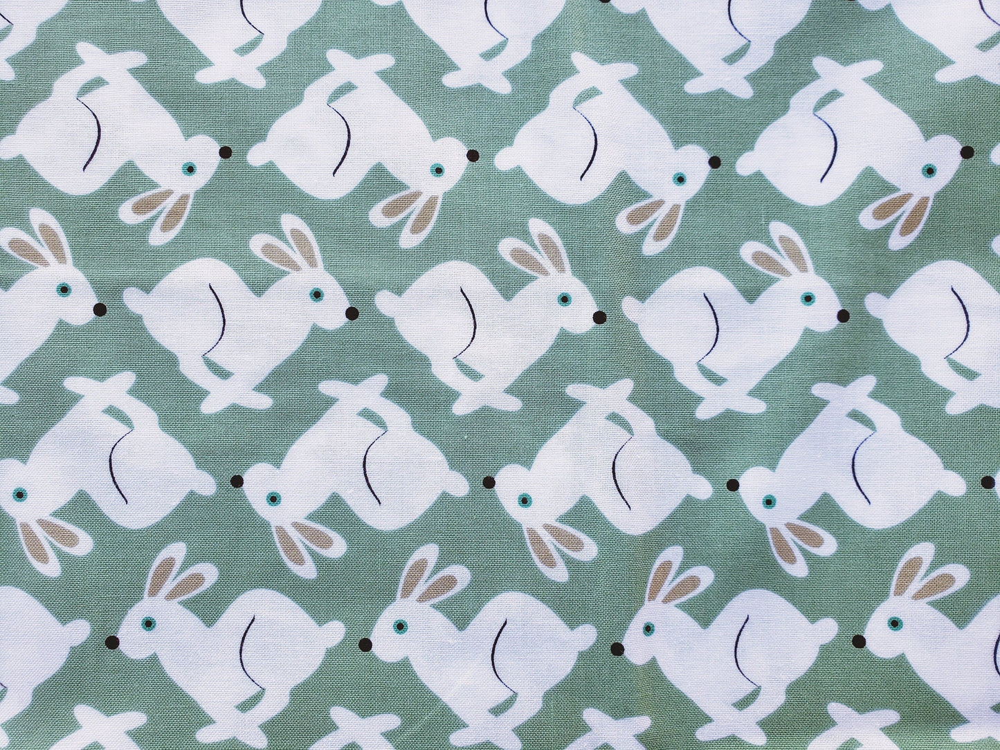 Clip on Dog Bandana With Buckle Pet Cat Bandanna Scarf Easter Bunnies Rabbits Green Mint Print Handmade to Order