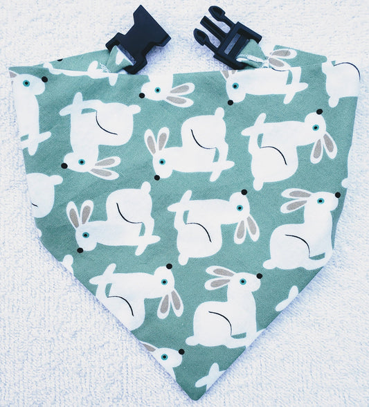 Hopping Easter Bunnies Rabbits Spring Clip on Dog Bandana With Buckle Pet Cat Bandanna Handmade to Order