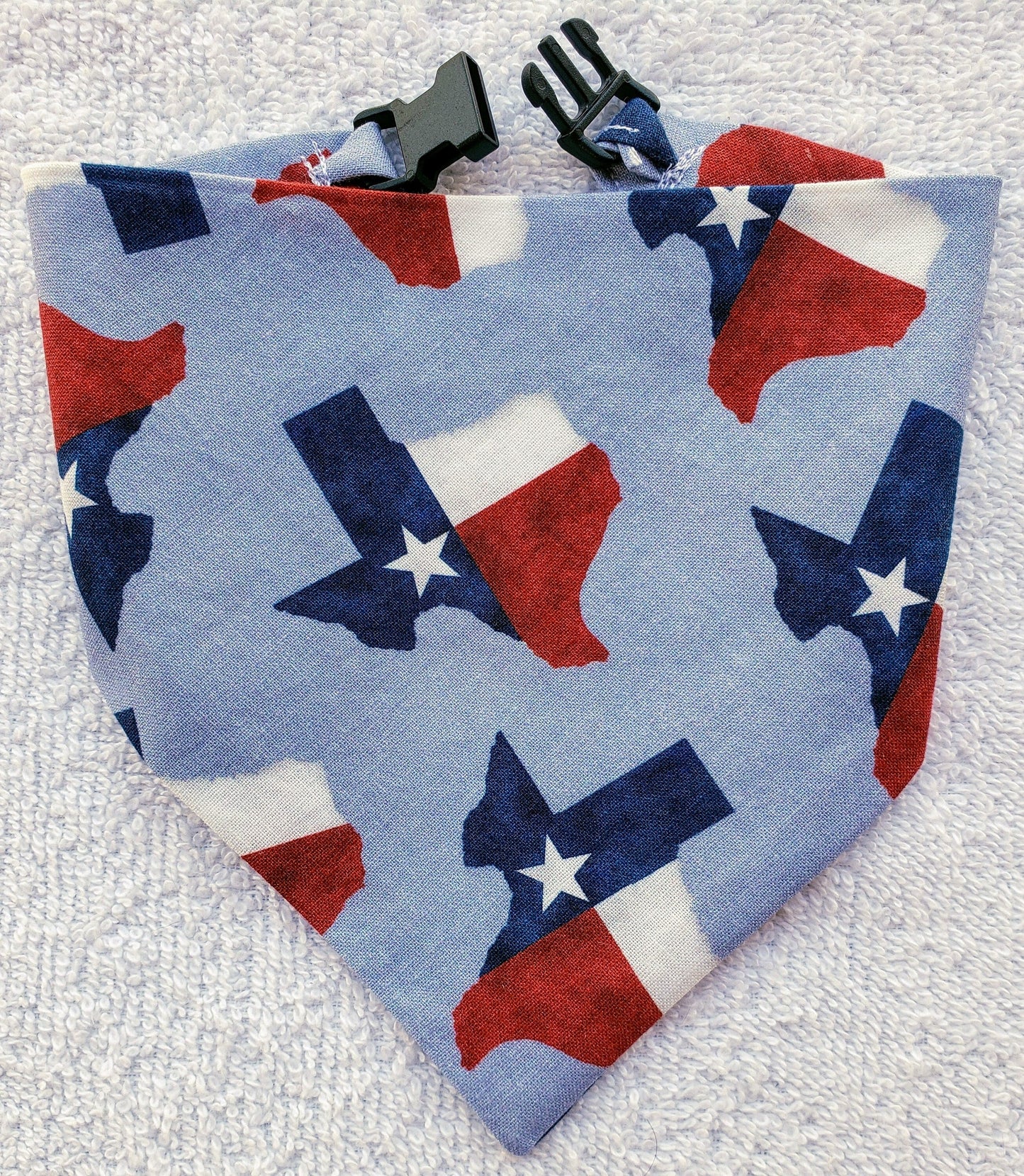 Clip on Dog Bandana With Buckle Pet Cat Bandanna Scarf TEXAS FLAG Lonestar State Pride Print Handmade to Order