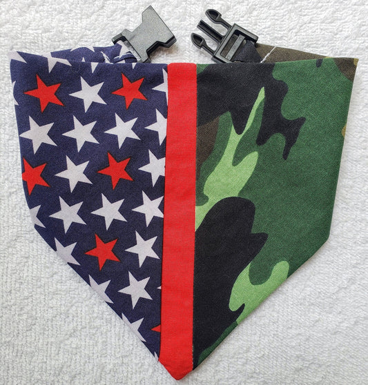 Patriotic & Camo Heroes Exclusive Clip on Dog Bandana With Buckle Pet Cat Bandanna Scarf Handmade to Order