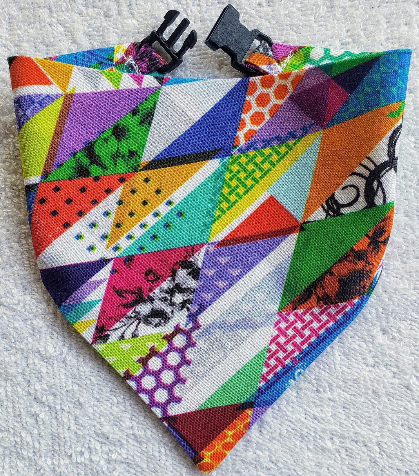 Clip on Dog Bandana With Buckle Pet Cat Bandanna Scarf Wild Colorful Crazy Funky Fun Summer Bandana Handmade to Order
