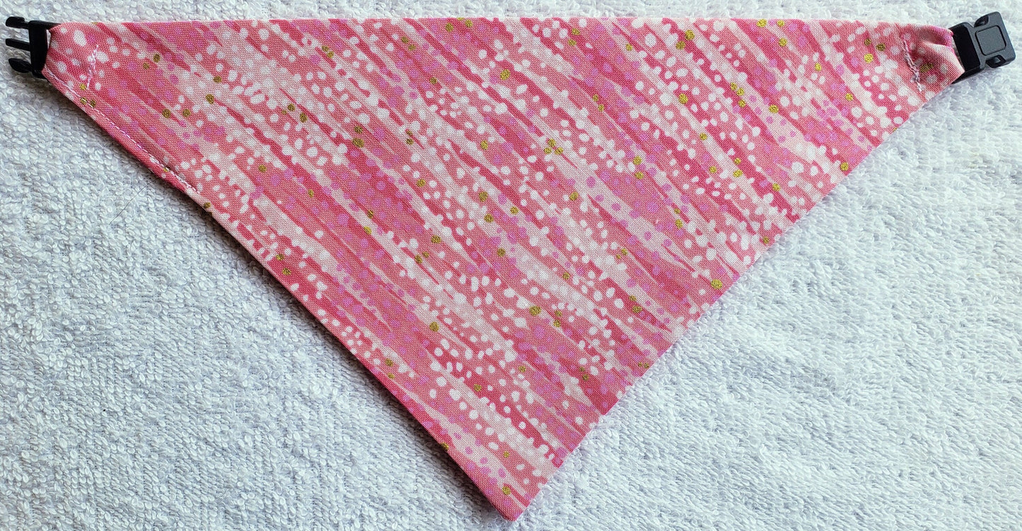 Clip on Dog Bandana With Buckle Pet Cat Bandanna Scarf Pink Shimmer Bling Girly Bandana Handmade to Order