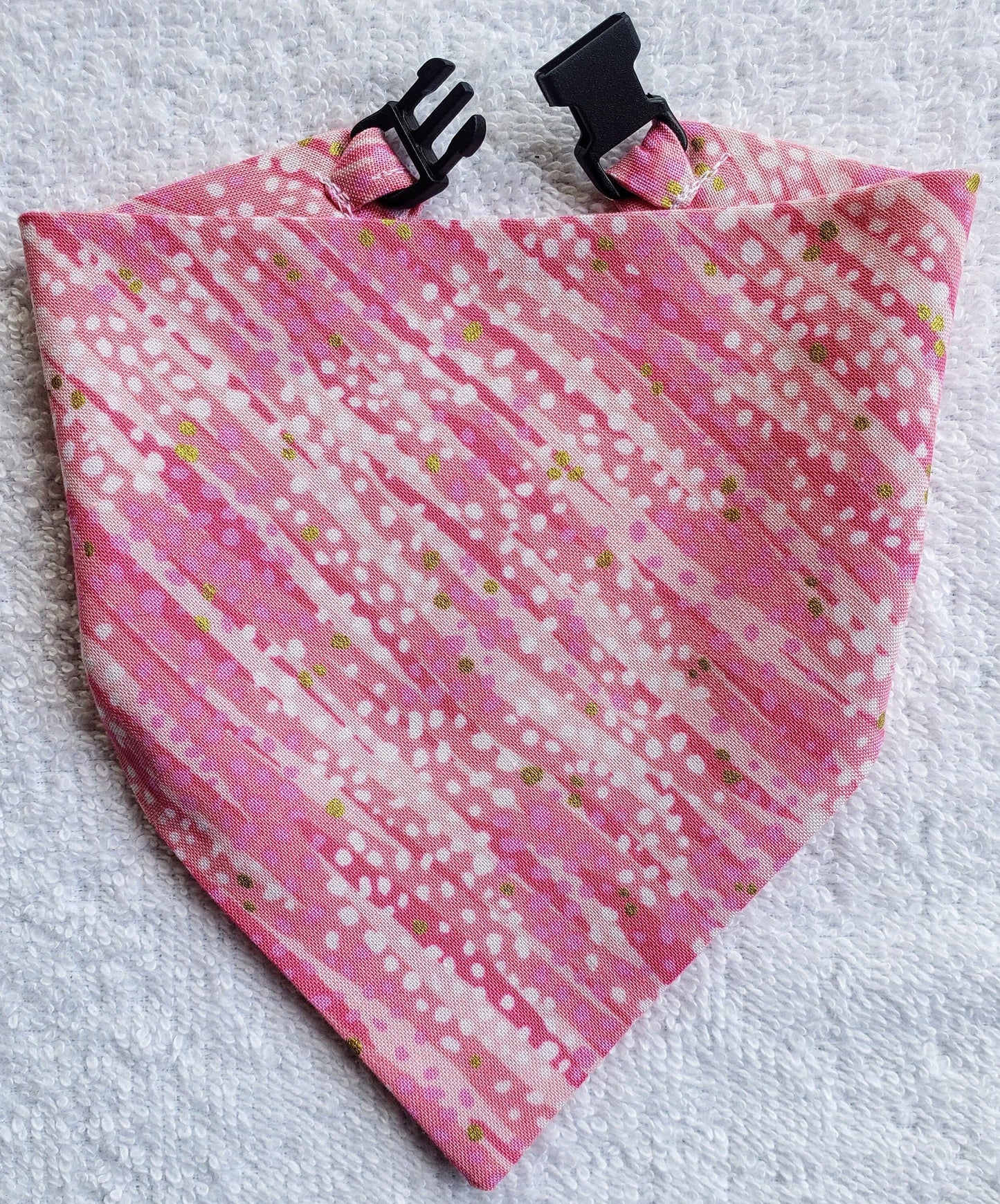 Clip on Dog Bandana With Buckle Pet Cat Bandanna Scarf Pink Shimmer Bling Girly Bandana Handmade to Order