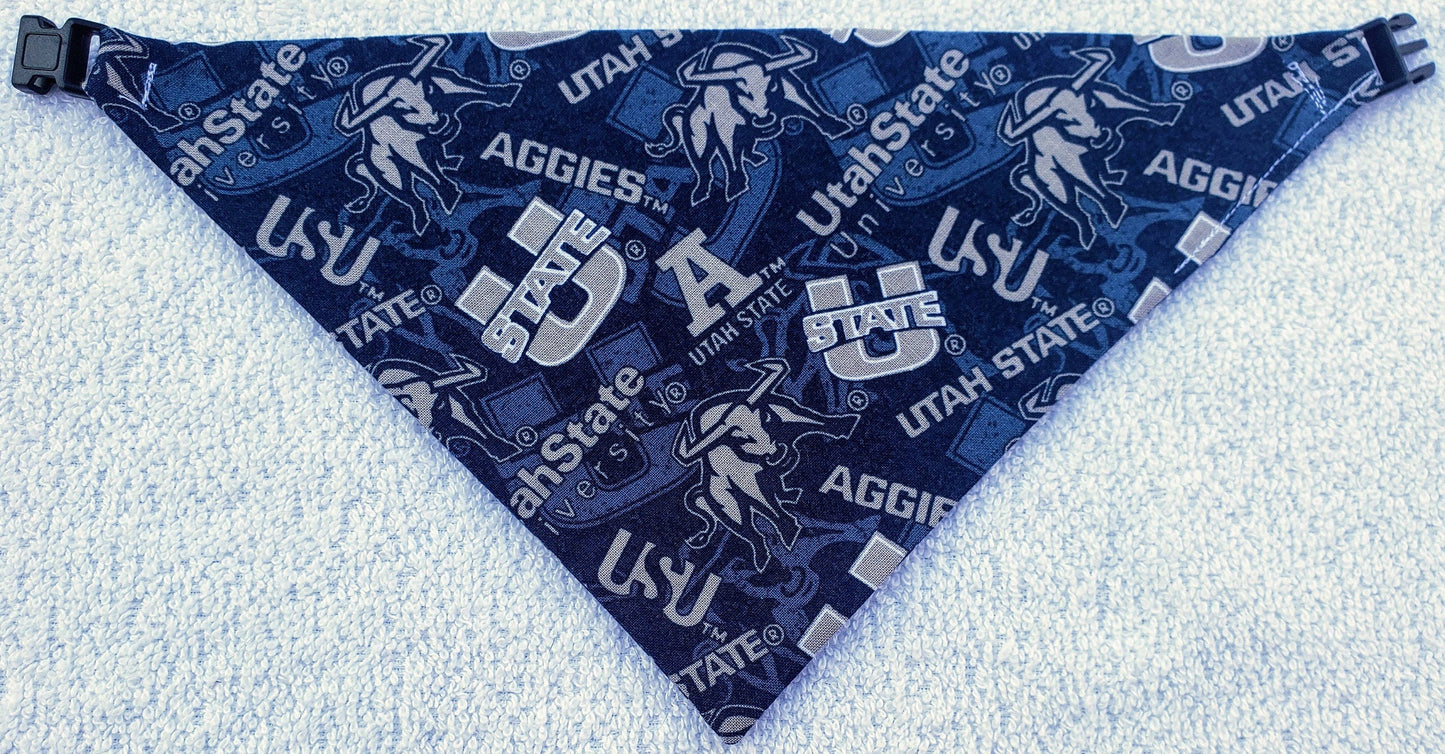 Clip on Dog Bandana With Buckle Pet Cat Bandanna Scarf UTAH STATE University AGGIES ncaa usu Handmade to Order