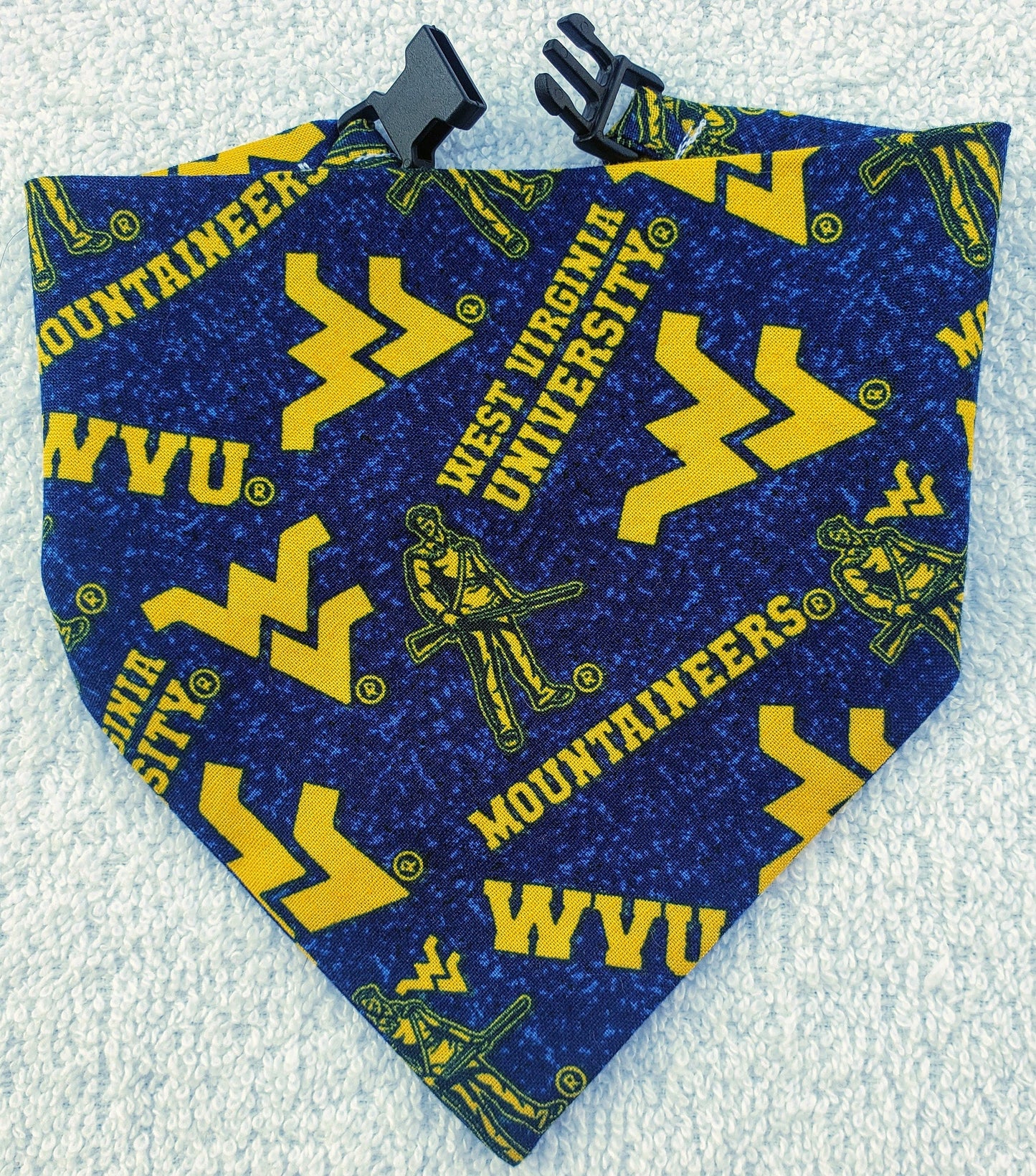 Clip on Dog Bandana With Buckle Pet Cat Bandanna Scarf WEST VIRGINIA University MOUNTAINEERS wvu ncaa Handmade to Order