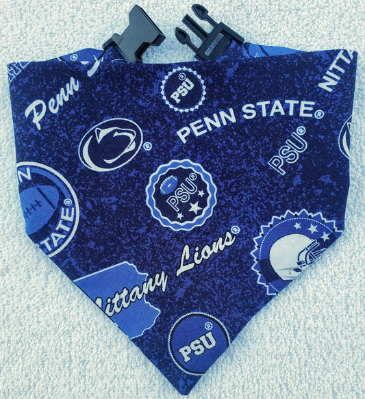 PENN STATE University Nittany LIONS home Clip on Dog Bandana With Buckle Pet Cat Bandanna Scarf ncaa Handmade to Order