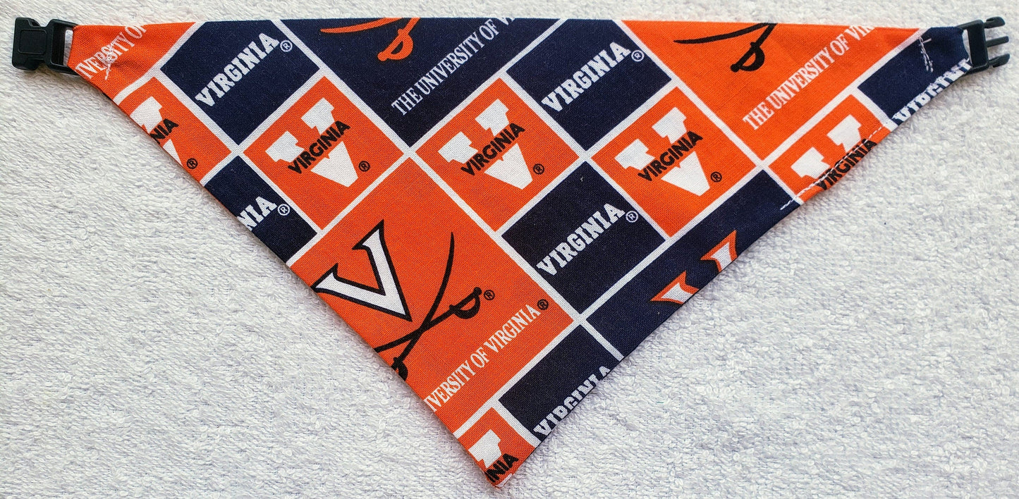 University of VIRGINIA UV CAVALIERS Clip on Dog Bandana With Buckle Pet Cat Bandanna Scarf ncaa Handmade to Order