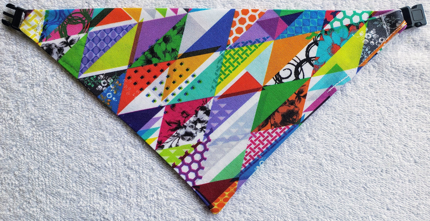 Clip on Dog Bandana With Buckle Pet Cat Bandanna Scarf Wild Colorful Crazy Funky Fun Summer Bandana Handmade to Order
