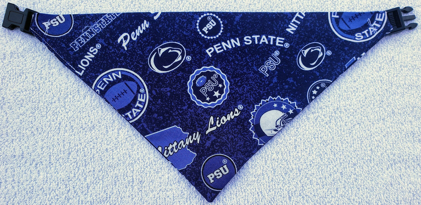 Clip on Dog Bandana With Buckle Pet Cat Bandanna Scarf PENN STATE University Nittany LIONS ncaa psu Handmade to Order