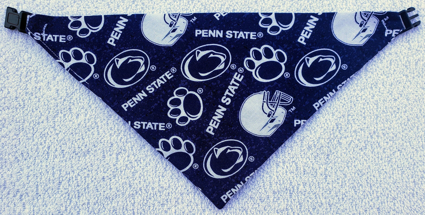 Clip on Dog Bandana With Buckle Pet Cat Bandanna Scarf University of PENN STATE Nittany LIONS ncaa psu Handmade to Order