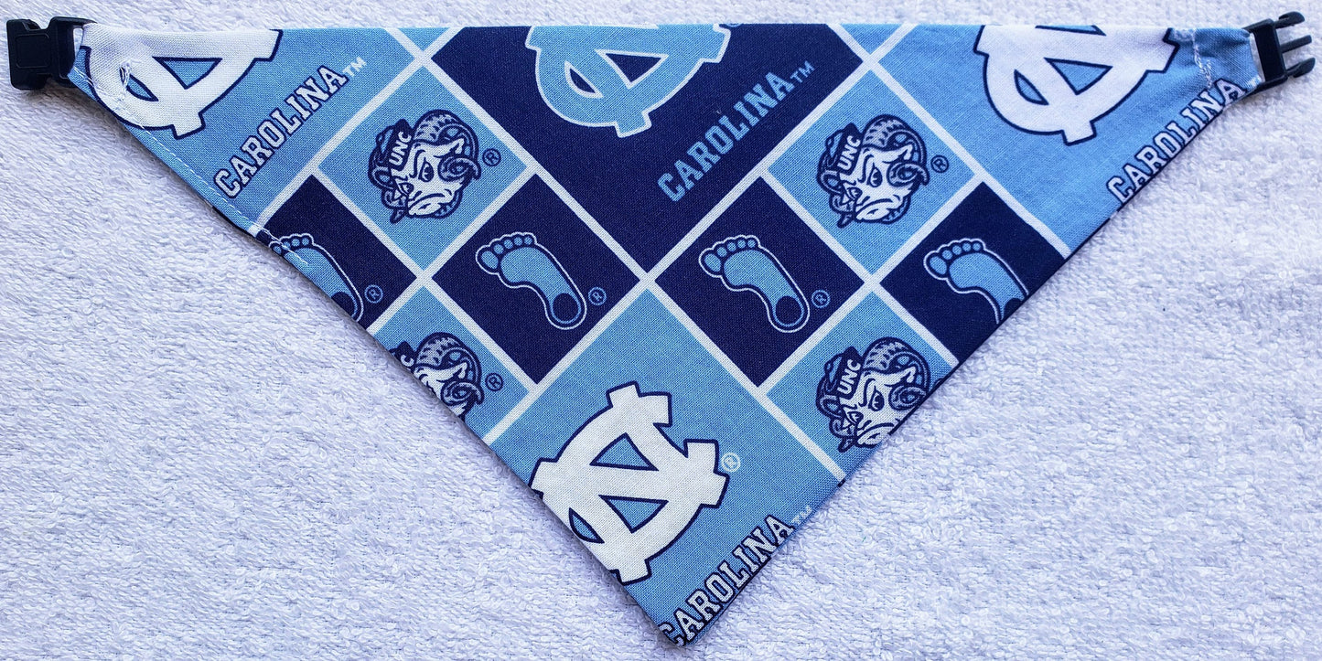 Clip on Dog Bandana With Buckle Pet Cat Bandanna Scarf University of NORTH CAROLINA TARHEELS ncaa unc Handmade to Order