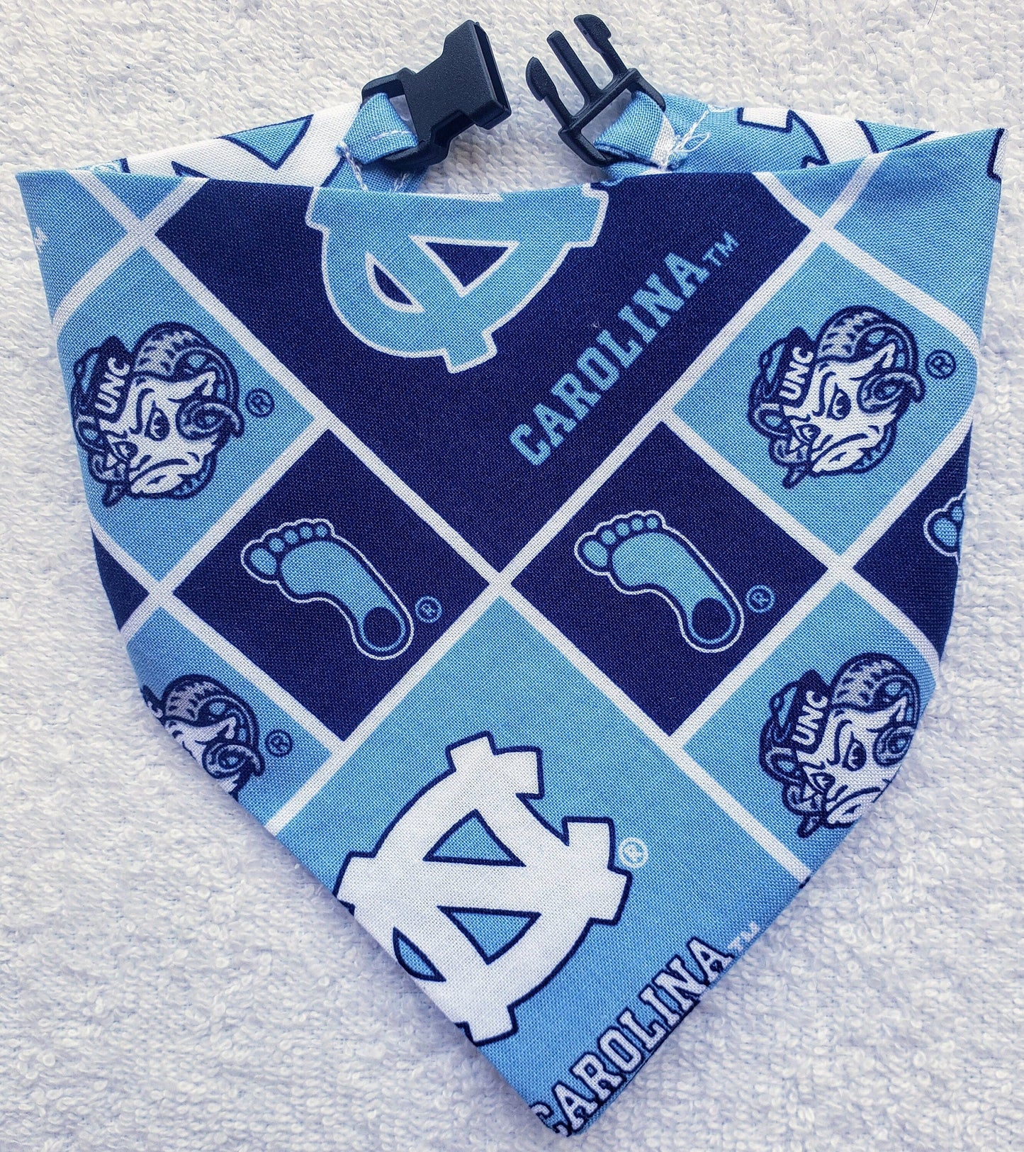 Clip on Dog Bandana With Buckle Pet Cat Bandanna Scarf University of NORTH CAROLINA TARHEELS ncaa unc Handmade to Order