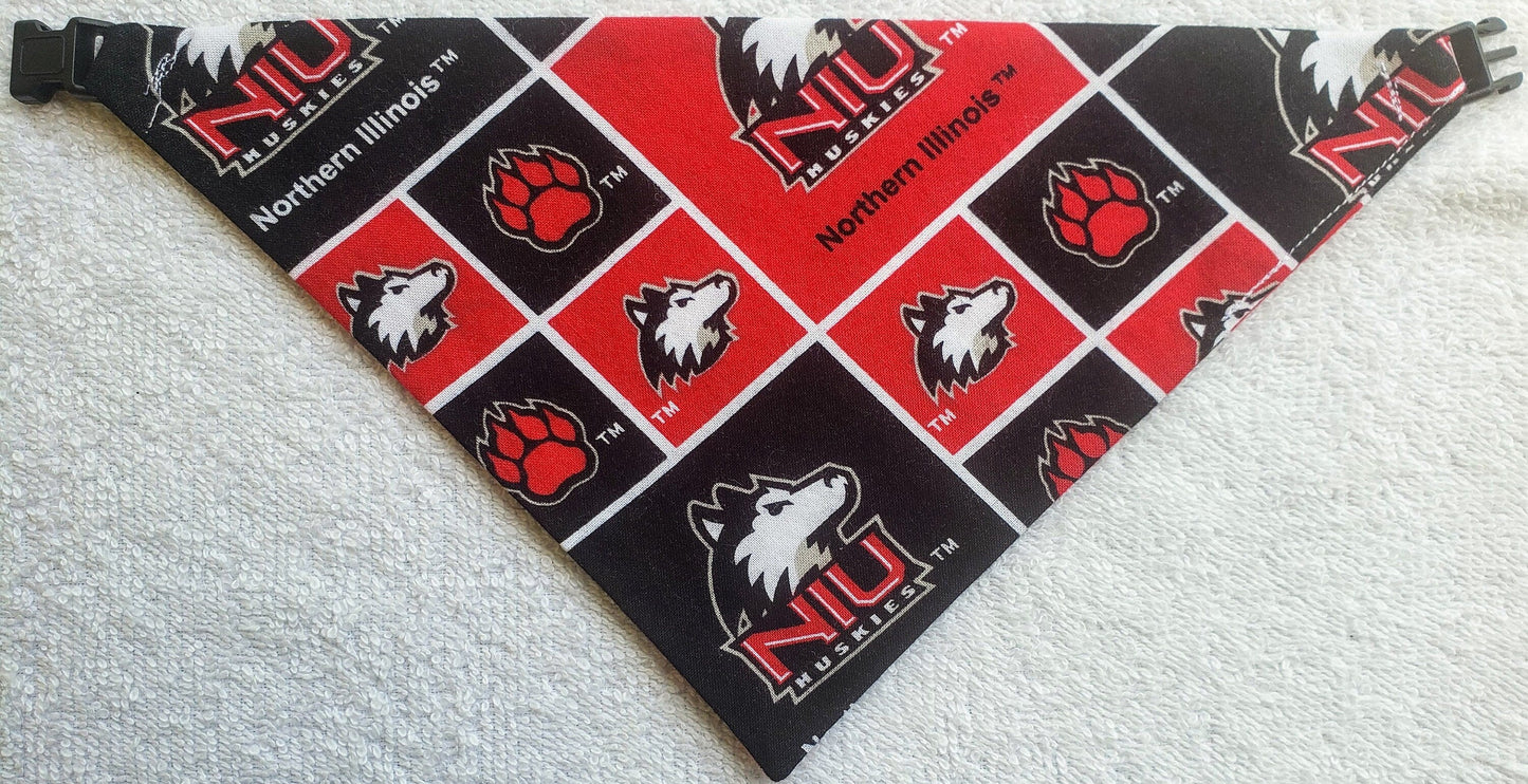 Clip on Dog Bandana With Buckle Pet Cat Bandanna Scarf NORTHERN ILLINOIS University HUSKIES ncaa niu Handmade to Order