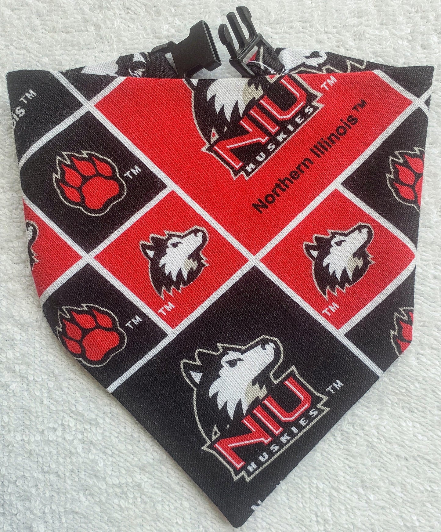 Clip on Dog Bandana With Buckle Pet Cat Bandanna Scarf NORTHERN ILLINOIS University HUSKIES ncaa niu Handmade to Order
