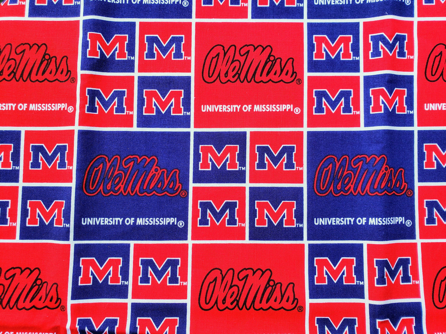 Clip on Dog Bandana With Buckle Pet Cat Bandanna Scarf University of MISSISSIPPI Ole Miss REBELS ncaa um Handmade to Order