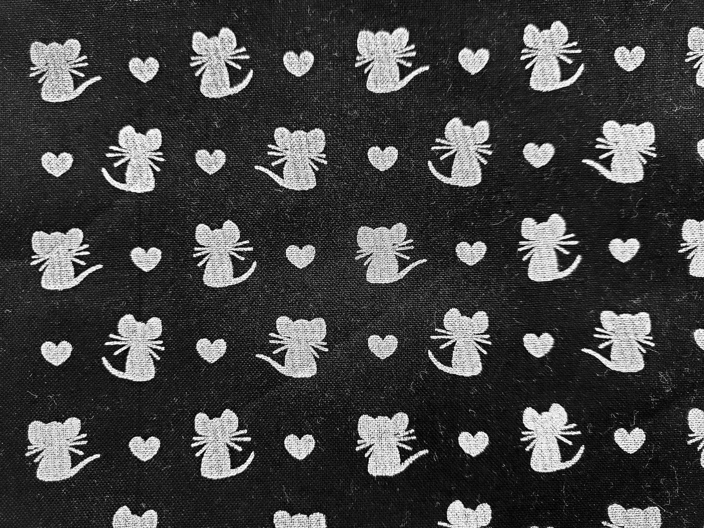 Clip on Dog Bandana With Buckle Cat Pet Dog Bandanna Scarf Gold Mice and Hearts Mouse on Black Cattastic Handmade to Order