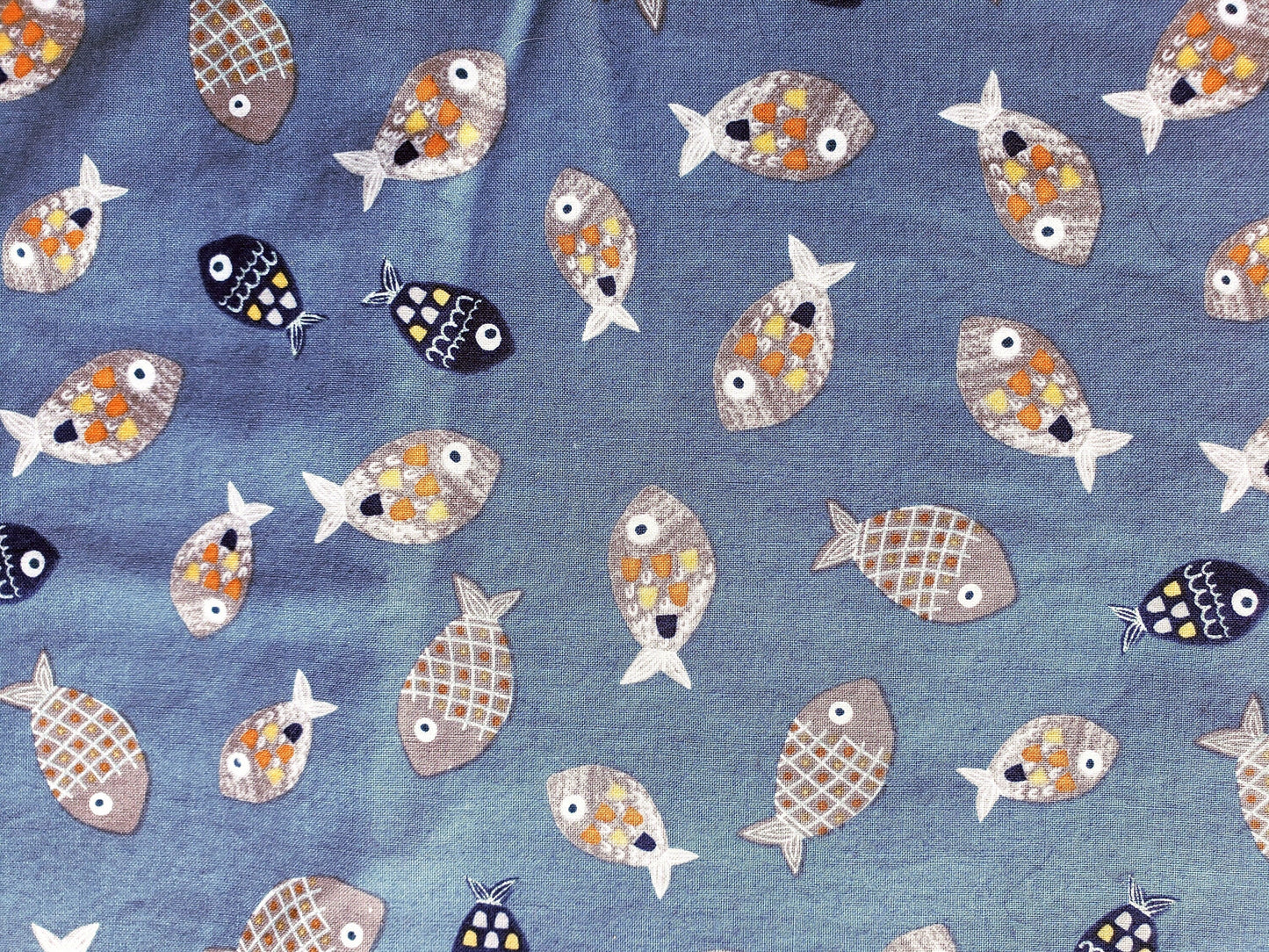 Clip on Dog Bandana With Buckle Pet Cat Bandanna Scarf Swimming Fish on Blue Handmade to Order