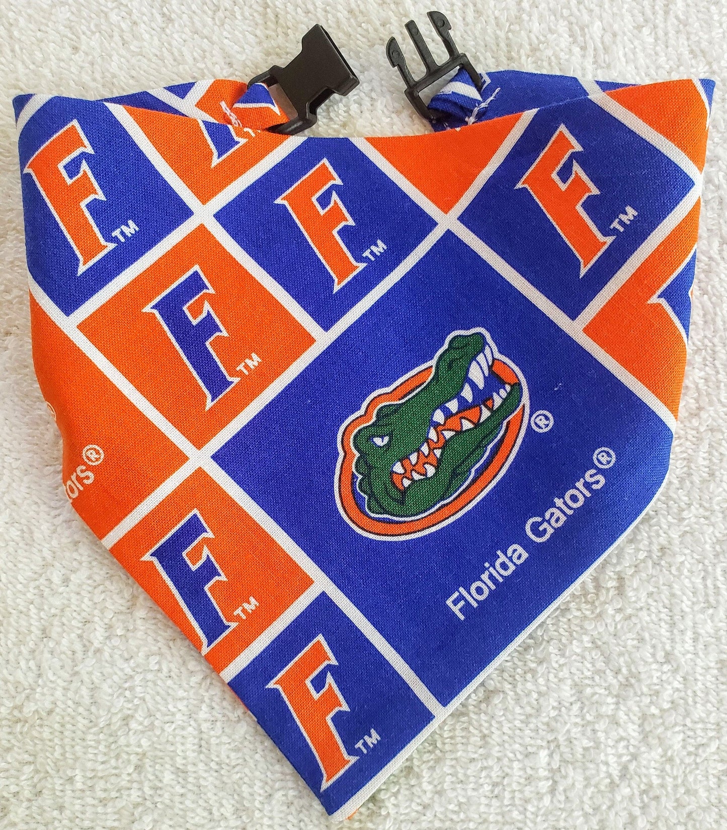 Clip on Dog Bandana With Buckle Pet Cat Bandanna Scarf University of FLORIDA GATORS ncaa uf Handmade to Order
