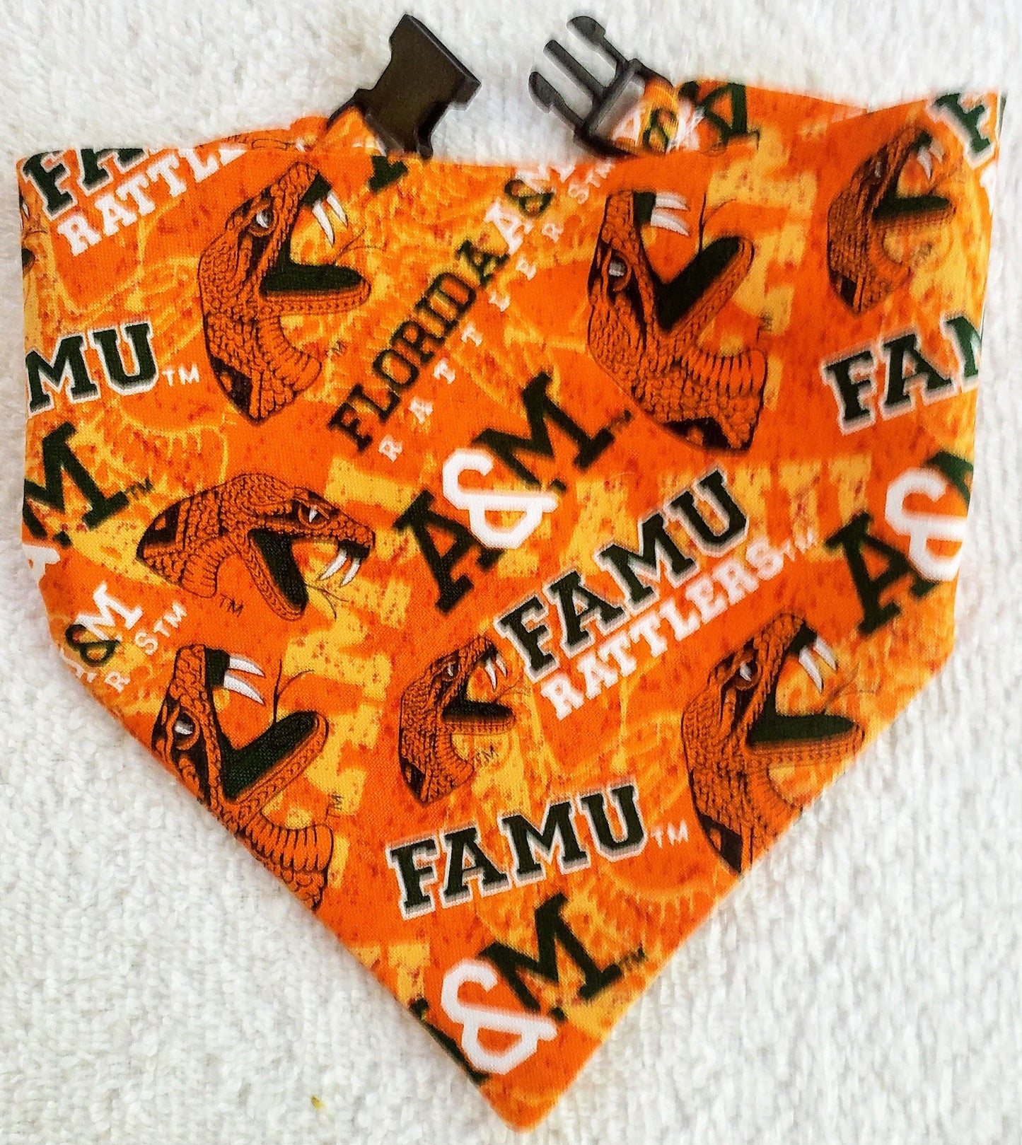 Clip on Dog Bandana With Buckle Pet Cat Bandanna Scarf FLORIDA A&M University RATTLERS ncaa fam Handmade to Order