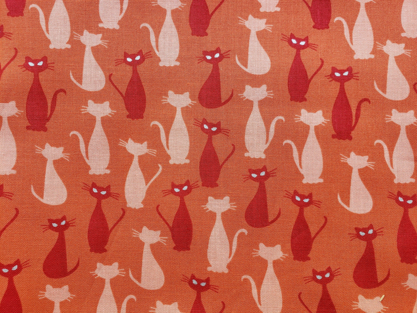 Clip on Dog Bandana With Buckle Pet Cat Bandanna Scarf Orange Mid Century Mod Cat Silhouettes Astro Handmade to Order