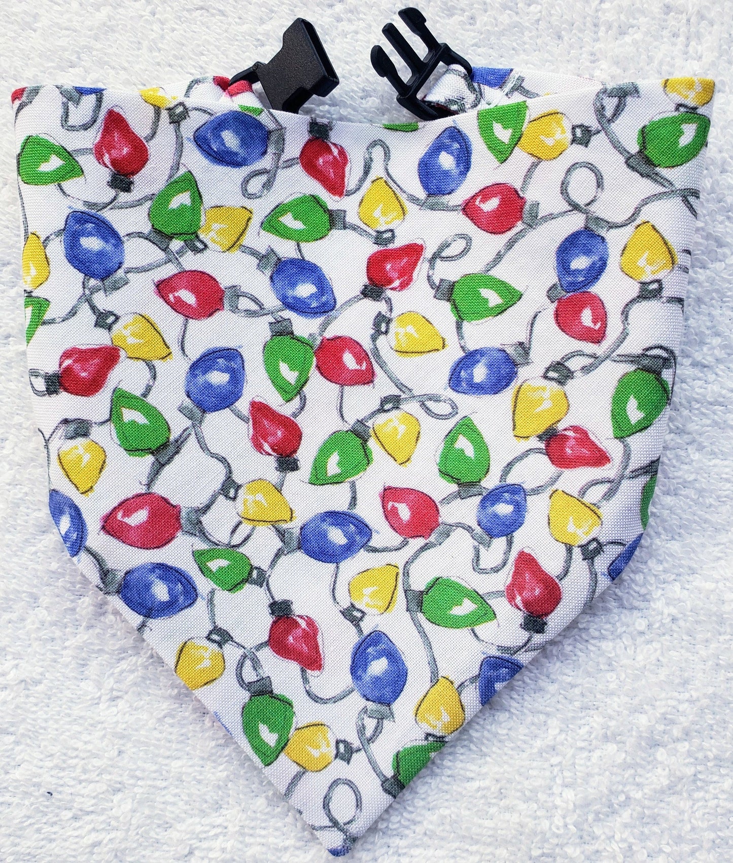 Christmas Lights Clip on Dog Bandana With Buckle Pet Cat Bandanna Handmade to Order