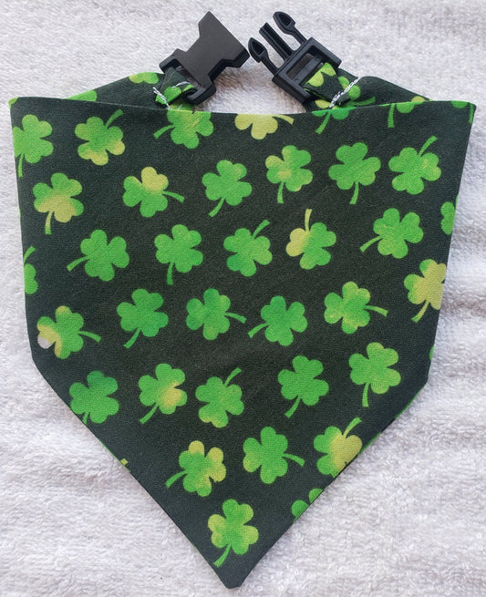 Lucky Shamrocks St Patrick's Day Clip on Dog Bandana With Buckle Pet Cat Bandanna Handmade to Order