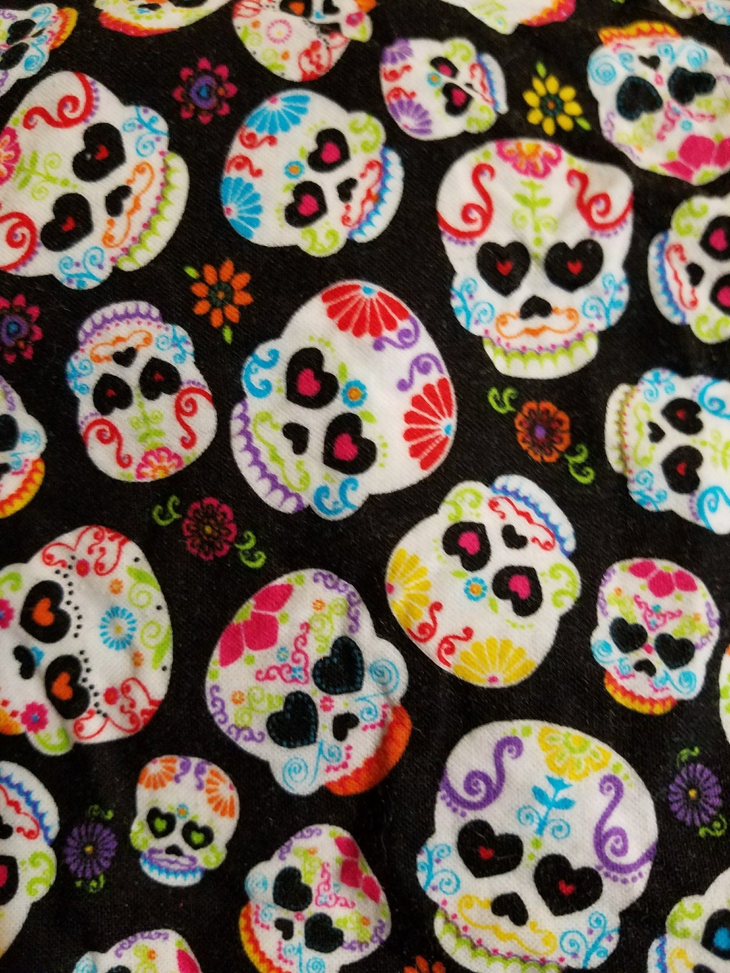 Clip on Dog Bandana With Buckle Pet Cat Bandanna Scarf Black Skulls Dia de los Muertos Sugar Skulls Handmade to Order