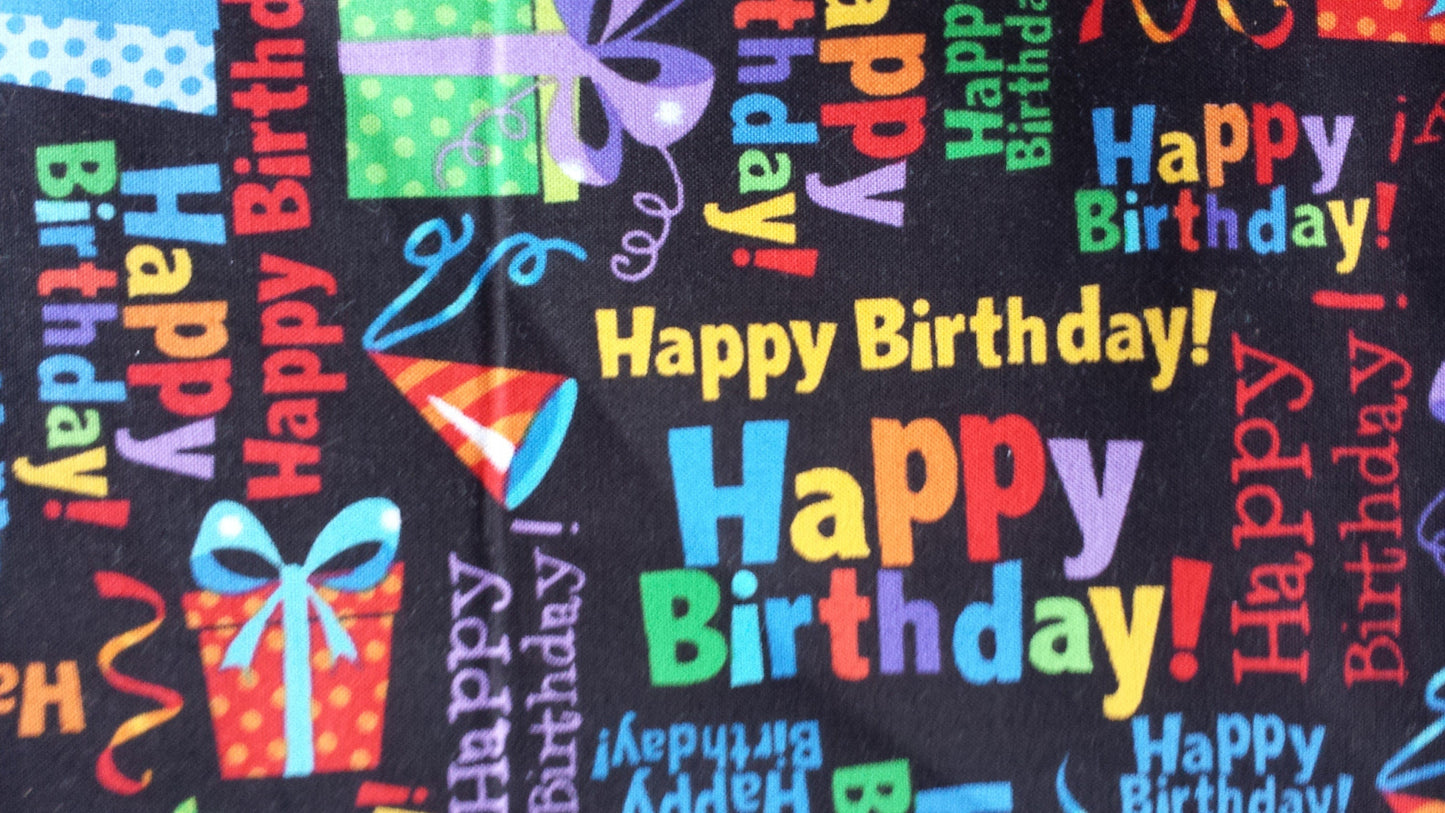 Clip on Dog Bandana With Buckle Pet Cat Bandanna Scarf Black Happy Birthday Handmade