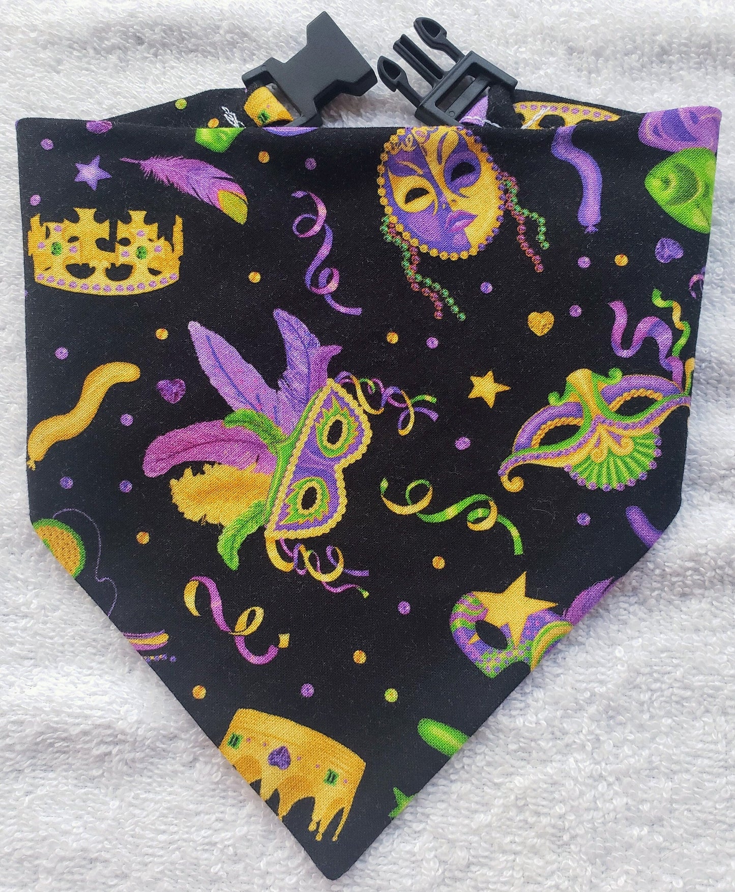 Masks Mardi Gras NOLA New Orleans Clip on Dog Bandana With Buckle Pet Cat Bandanna Handmade to Order