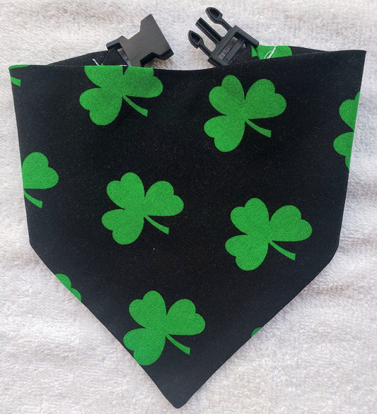 Lucky Shamrocks St Patrick's Day Clip on Dog Bandana With Buckle Pet Cat Bandanna Handmade to Order