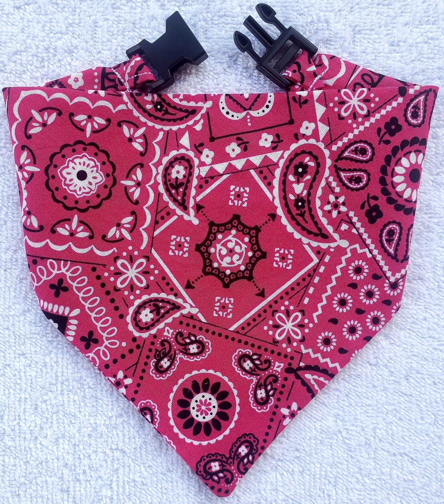 Clip on Dog Bandana With Buckle Pet Cat Bandanna Scarf Classic Pink Magenta Western Cowboy Cowgirl Bandana Handmade to Order