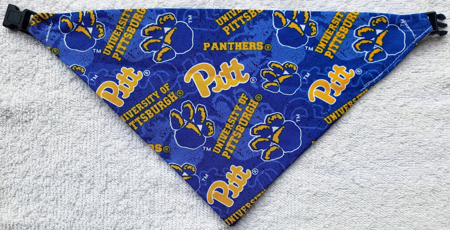 University of Pittsburgh Panthers Clip on Dog Bandana With Buckle Pet Cat Bandanna Scarf ncaa Handmade to Order