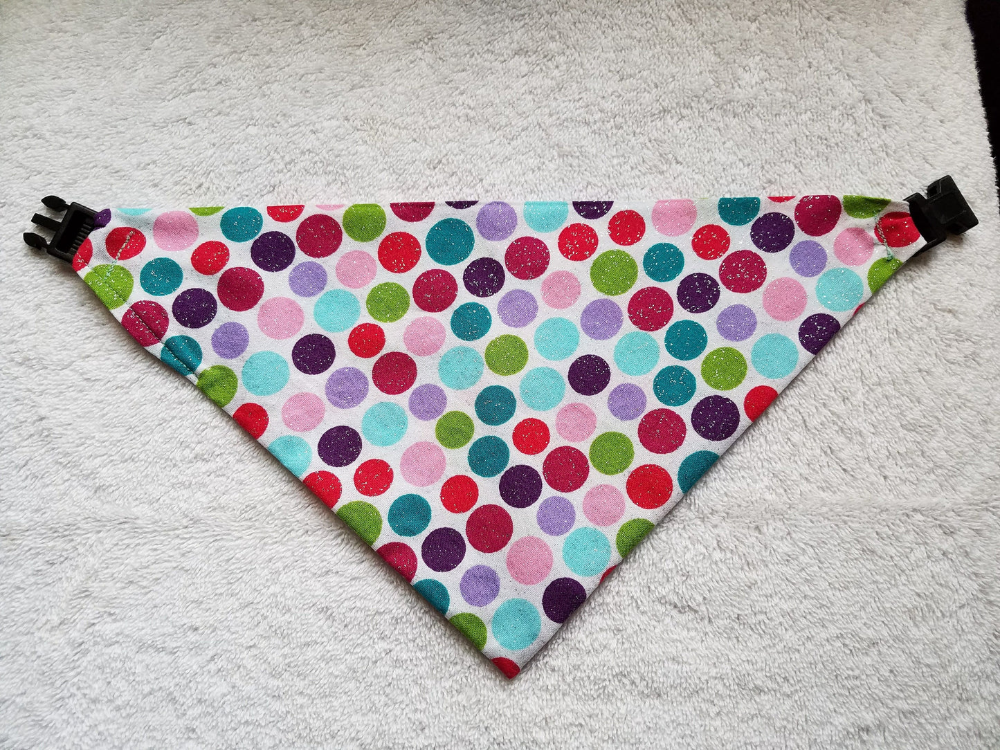Sparkle Dots Easter Spring Clip on Dog Bandana With Buckle Pet Cat Bandanna Handmade to Order