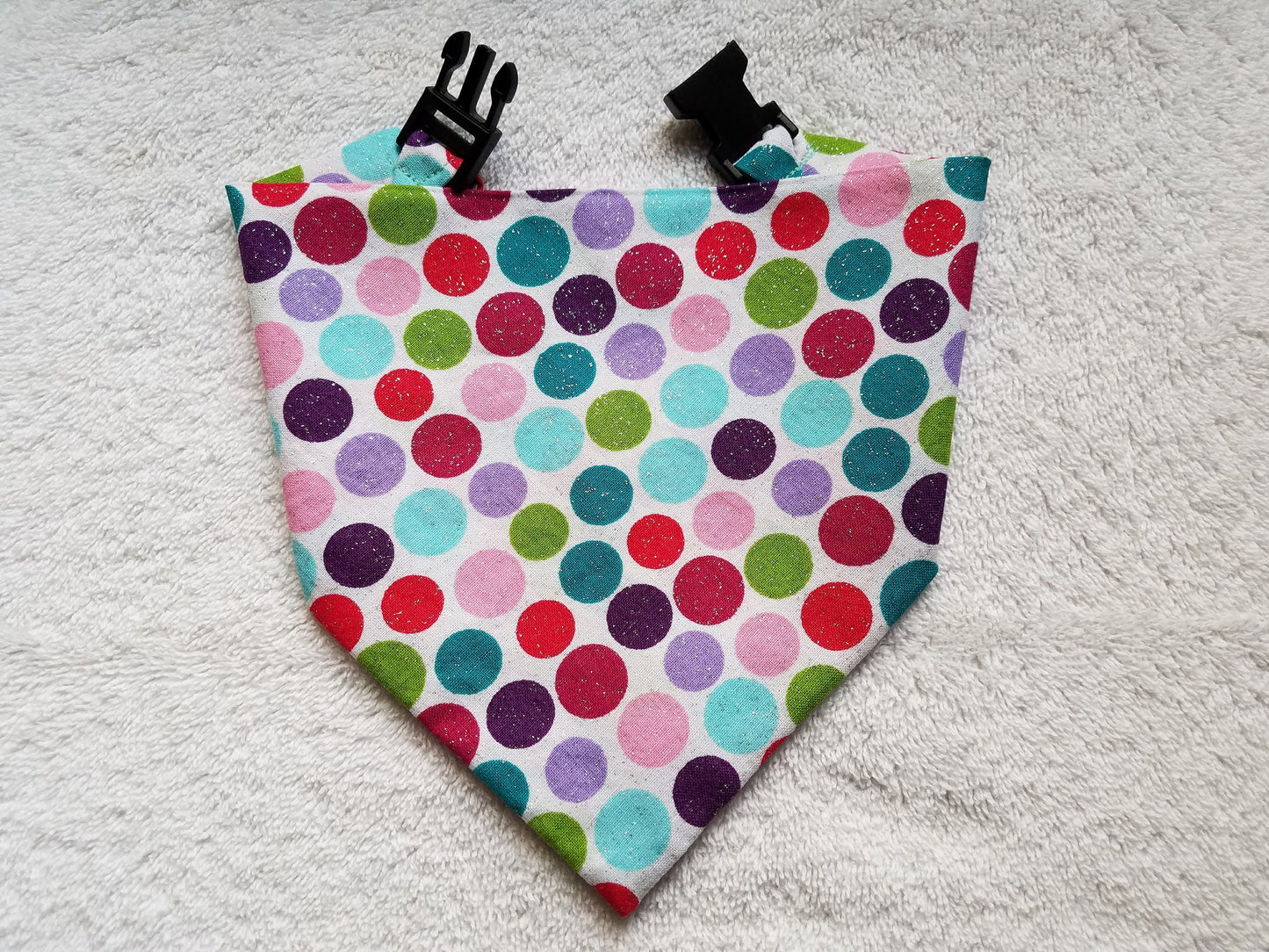 Sparkle Dots Easter Spring Clip on Dog Bandana With Buckle Pet Cat Bandanna Handmade to Order