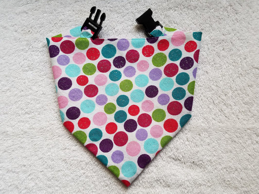 Sparkle Dots Easter Spring Clip on Dog Bandana With Buckle Pet Cat Bandanna Handmade to Order