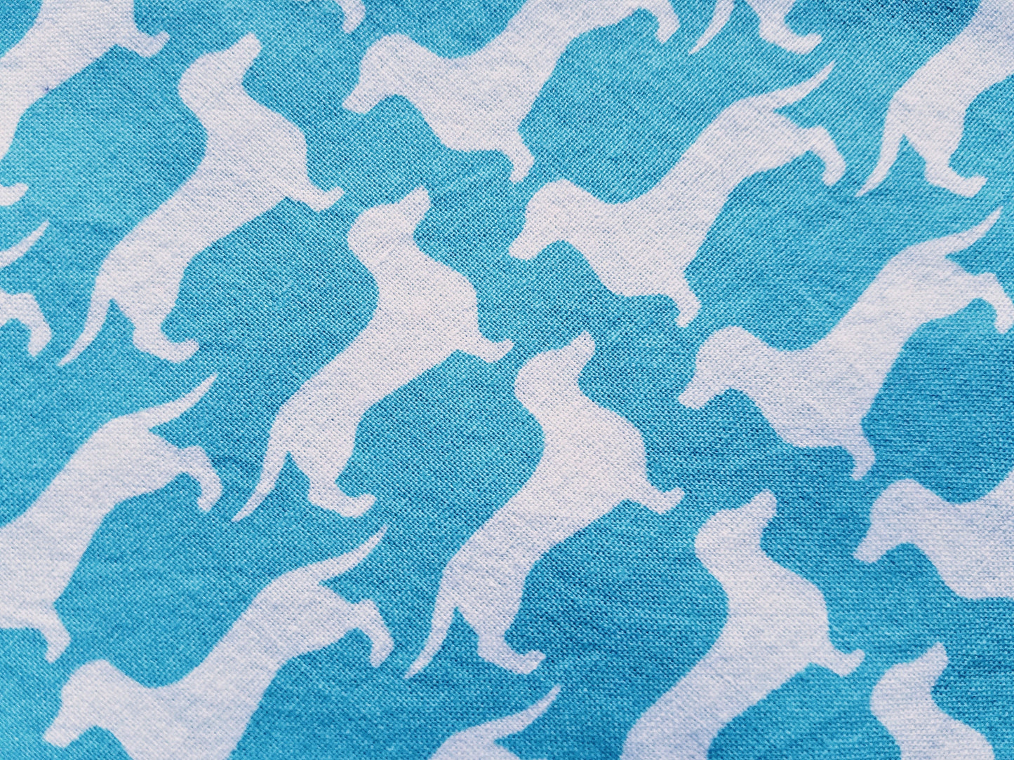 Clip on Dog Bandana With Buckle Pet Cat Bandanna Scarf Teal & White Dachshund Print Handmade to Order