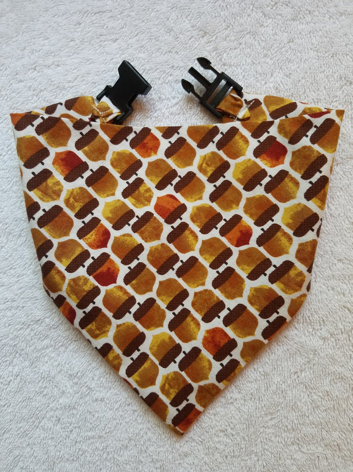 Acorns Fall Autumn Harvest Thanksgiving Clip on Dog Bandana With Buckle Pet Cat Bandanna Handmade to Order