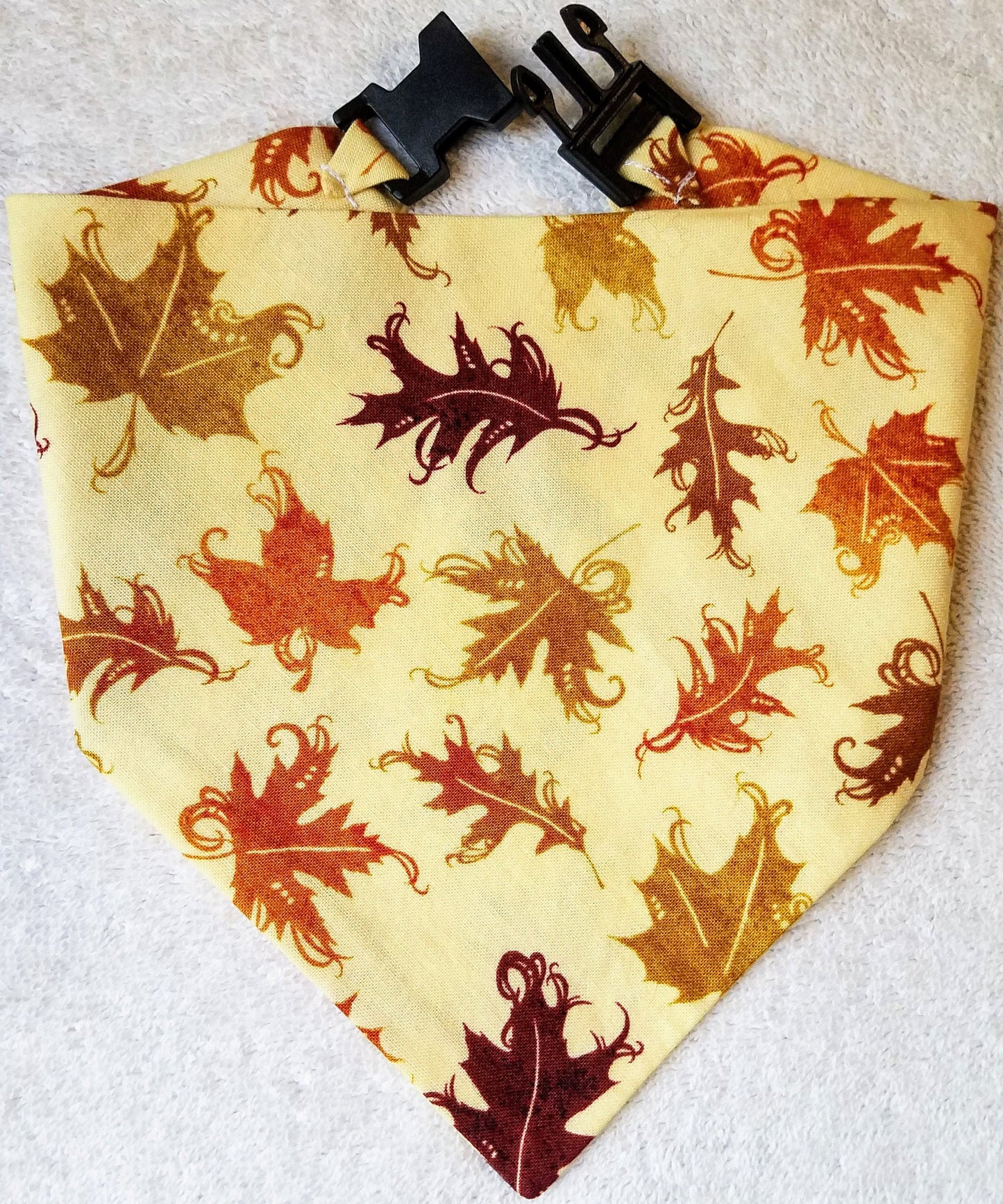 Falling Leaves Autumn Thanksgiving Fall Clip on Dog Bandana With Buckle Pet Cat Bandanna Handmade to Order