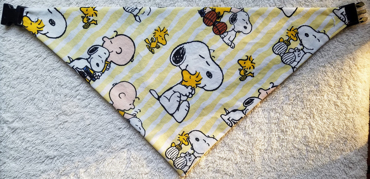 Clip on Dog Bandana With Buckle Pet Cat Bandanna Scarf Snoopy Woodstock Yellow Handmade to Order