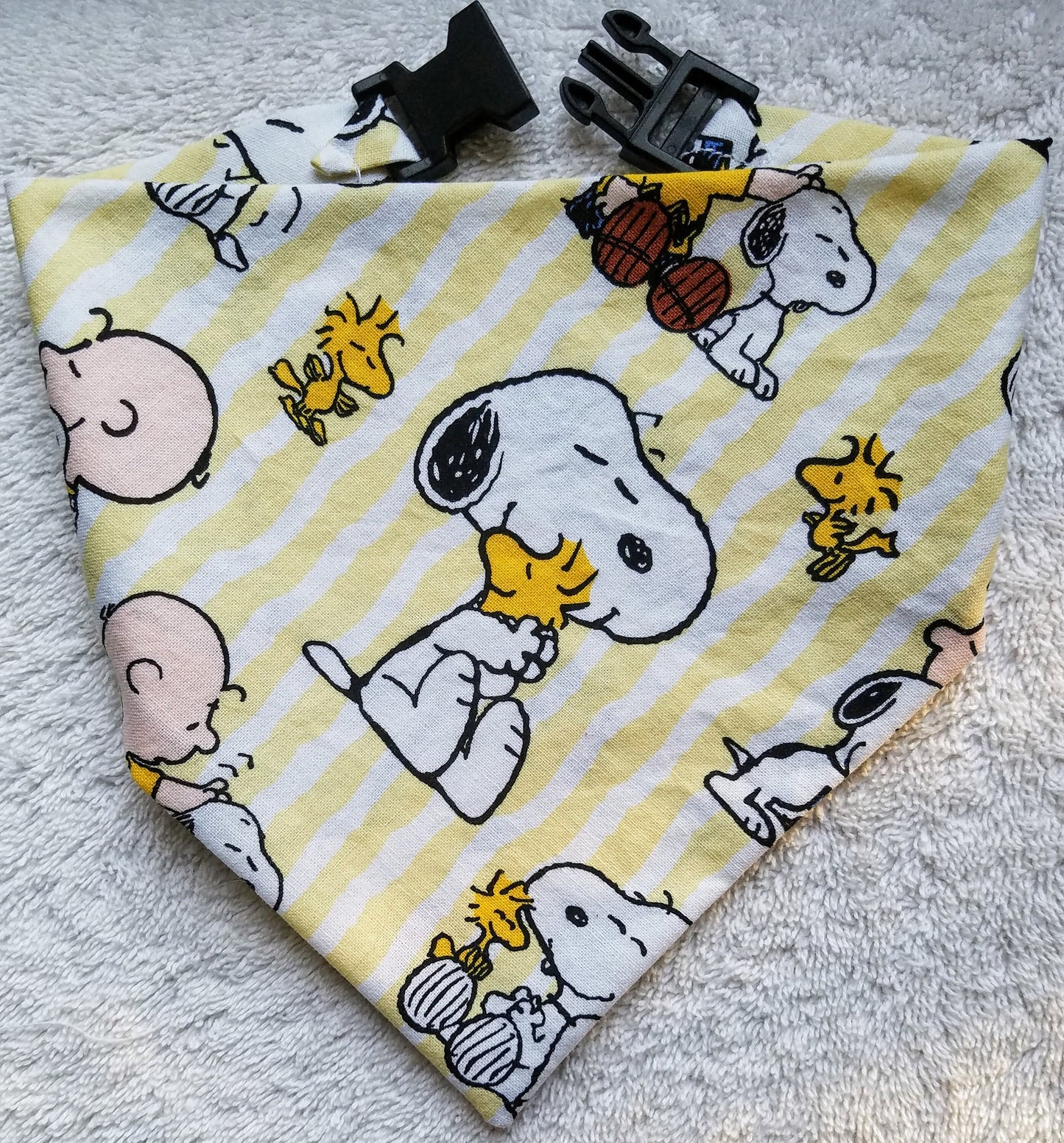 Clip on Dog Bandana With Buckle Pet Cat Bandanna Scarf Snoopy Woodstock Yellow Handmade to Order