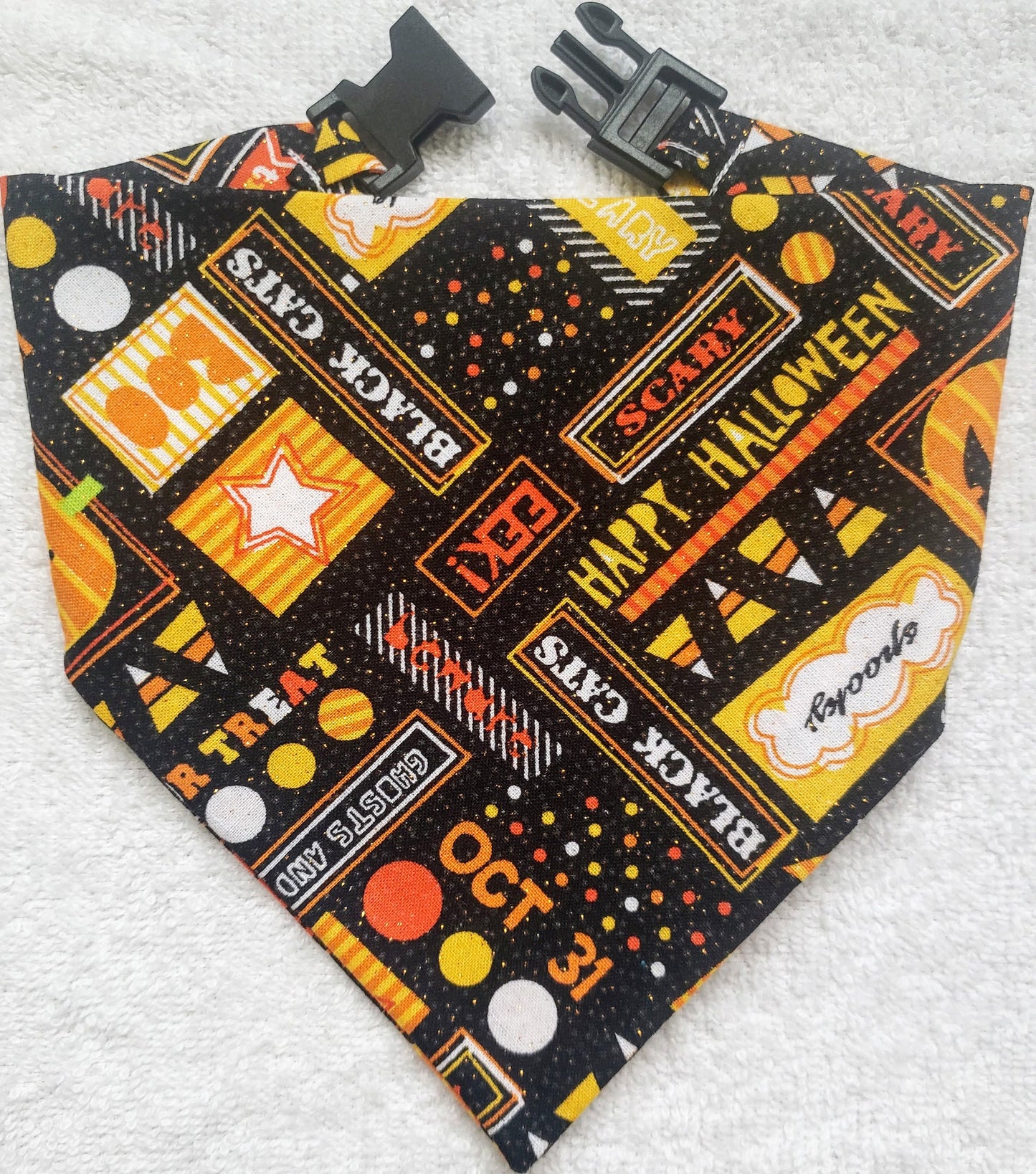 Halloween Themed Clip on Dog Bandana With Buckle Pet Cat Bandanna Handmade to Order