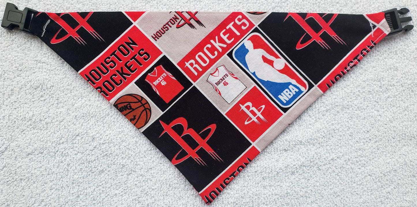Clip on Dog Bandana With Buckle Pet Cat Bandanna Scarf HOUSTON ROCKETS basketball nba Print Handmade to Order